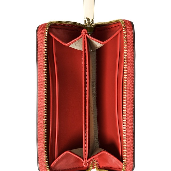 Michael Kors Jet Set Small Zip Around Card Case. COLOR: Spiced Coral/optic White - Picture 2 of 9